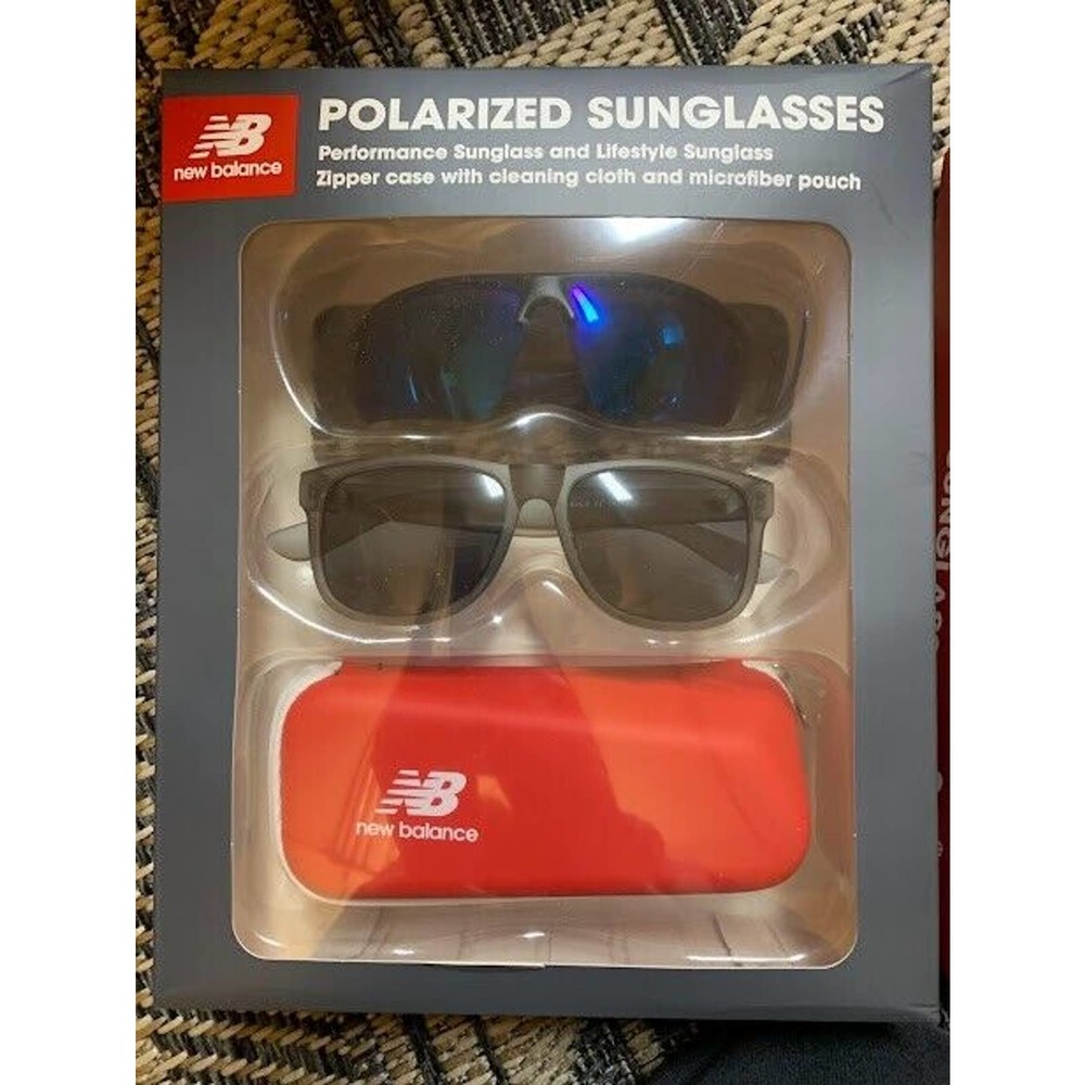 New Balance Polarized Performance & Lifestyle Sunglasses, 2-Pack & Case (SUNGRY)